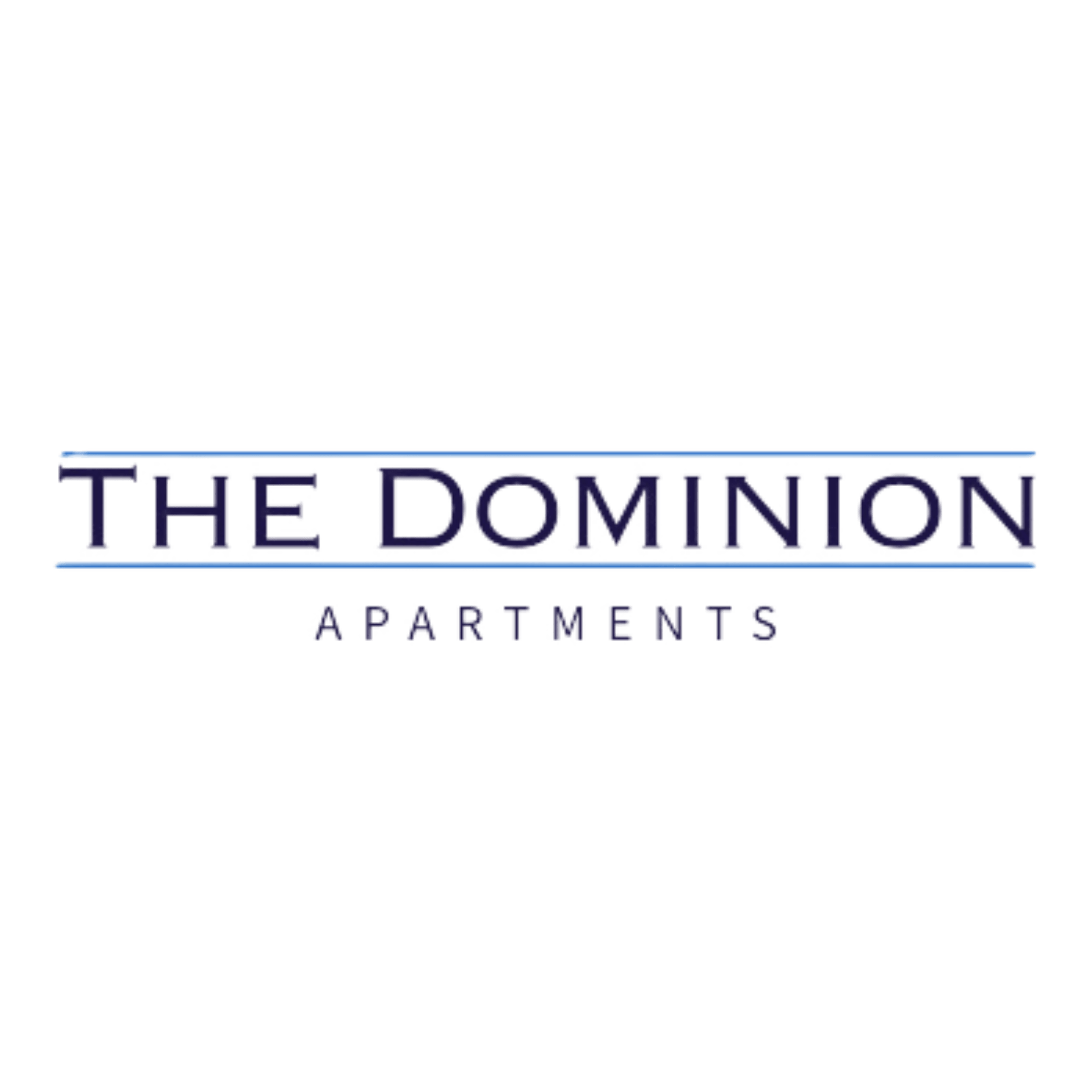 The Dominion Apartments logo on a black background.